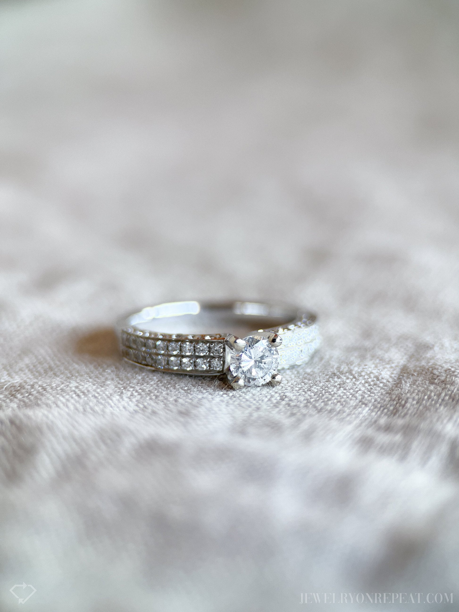 Vintage Diamond Engagement Ring by Noam Carver in 14k White Gold