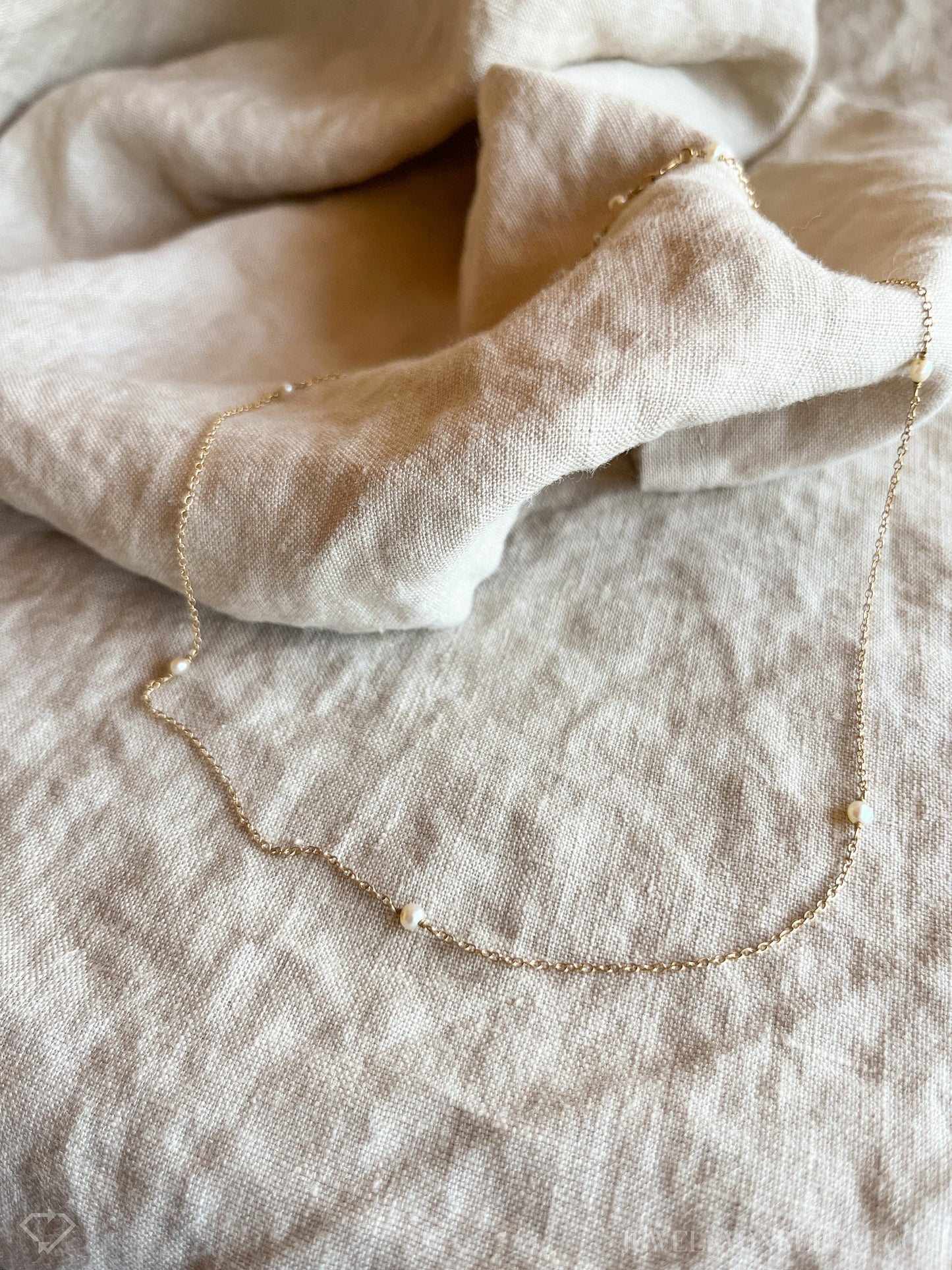 Vintage Pearl and Chain Necklace in 14k Gold