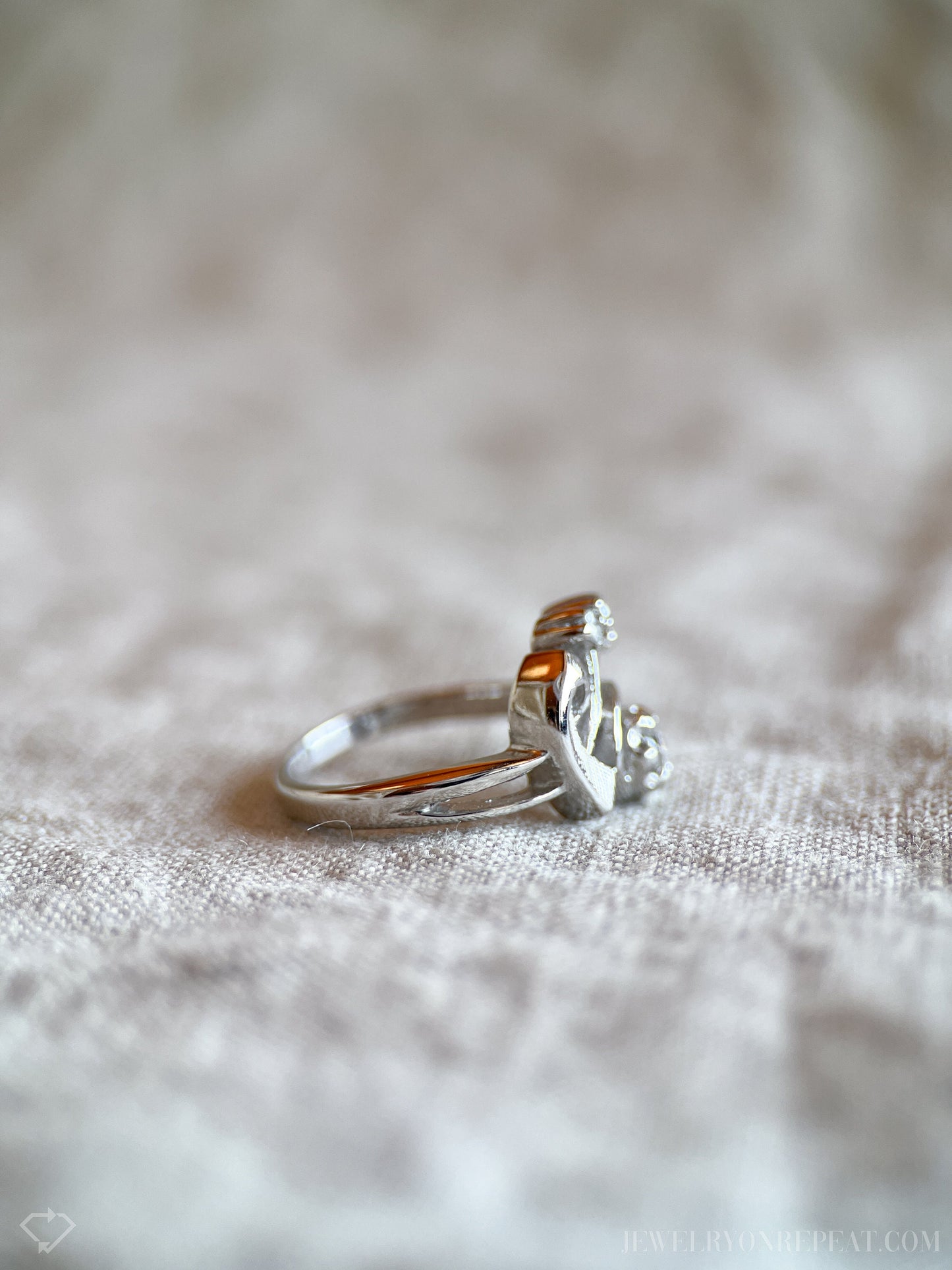 Vintage 1940s Art Nouveau Diamond Engagement Ring, 14k White Gold