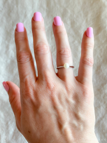Vintage Pearl Engagement Ring, 6mm, 14k White Gold, 1990s Classic Style