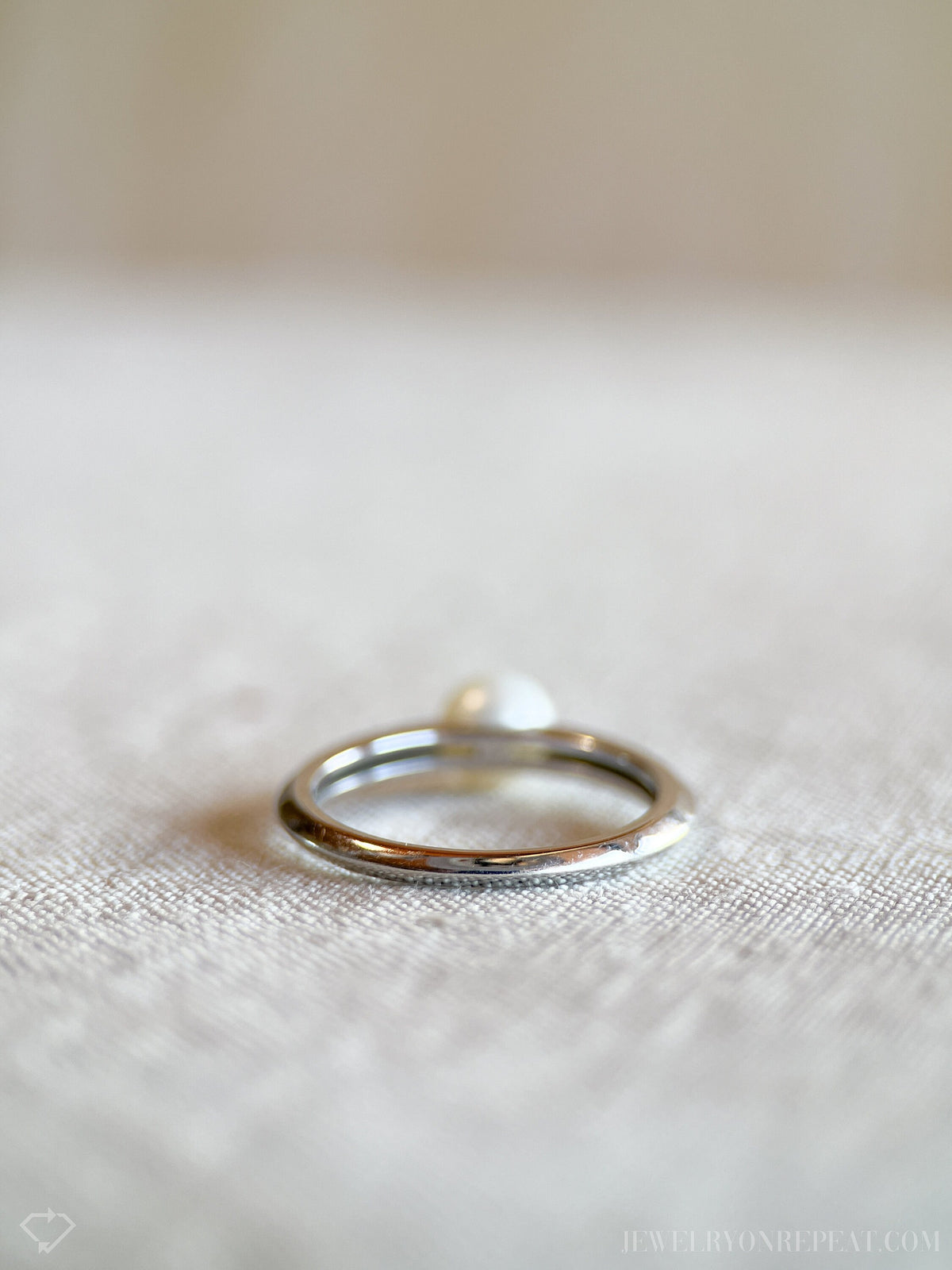 Vintage Pearl Engagement Ring, 6mm, 14k White Gold, 1990s Classic Style