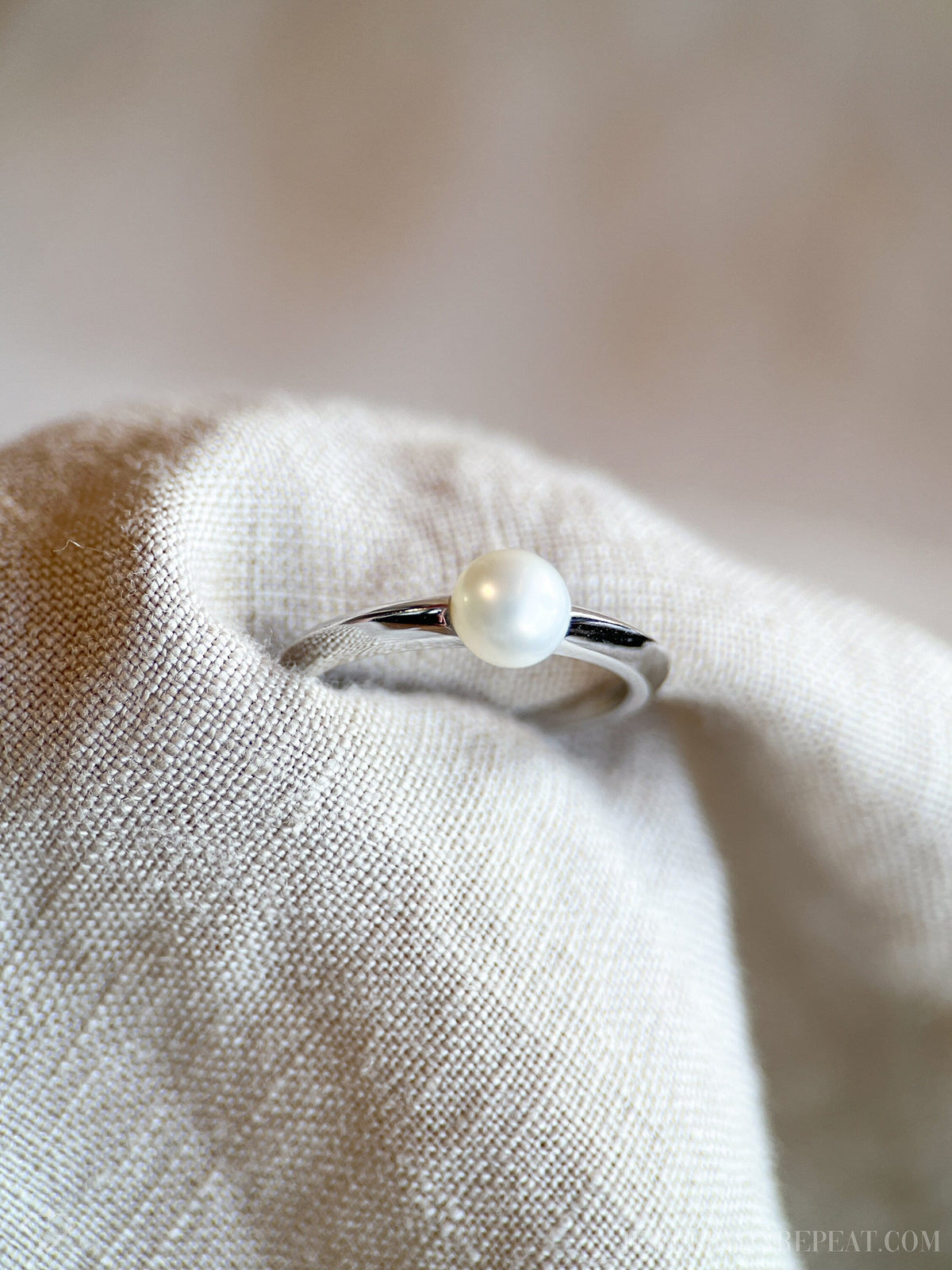 Vintage Pearl Engagement Ring, 6mm, 14k White Gold, 1990s Classic Style