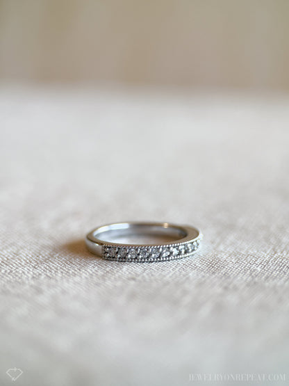 Vintage 1990s Diamond Wedding Band in 14k White Gold