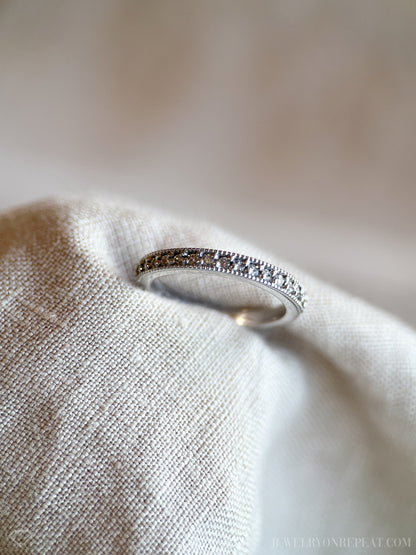 Vintage 1990s Diamond Wedding Band in 14k White Gold