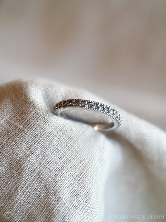 Vintage Diamond Wedding Band in 14k White Gold