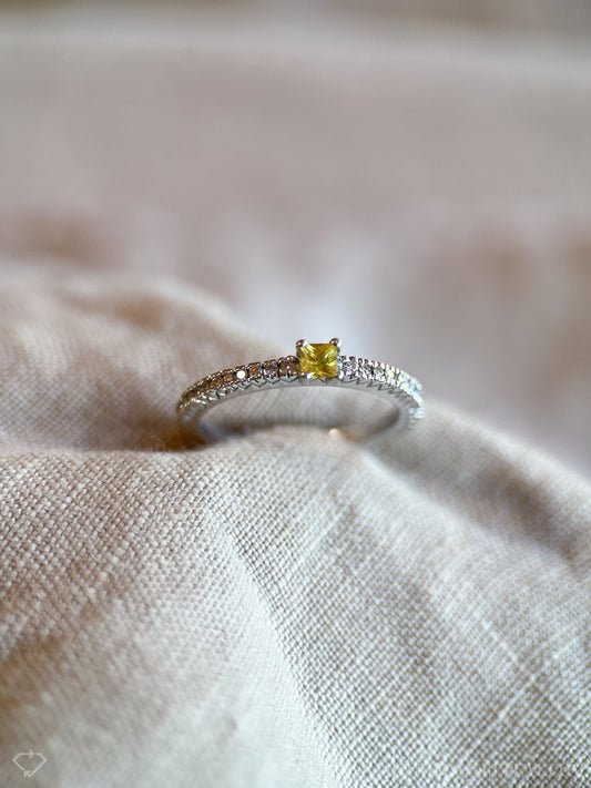 Vintage Yellow Sapphire Engagement Ring in 14k White Gold