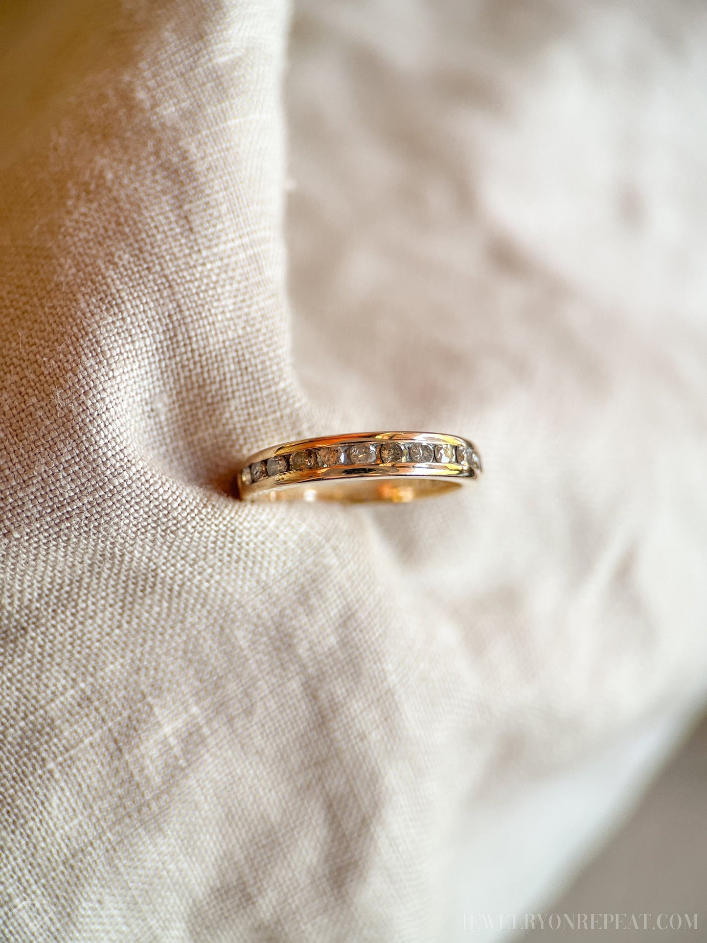 Vintage 1980s Diamond Wedding Band in 14k Gold