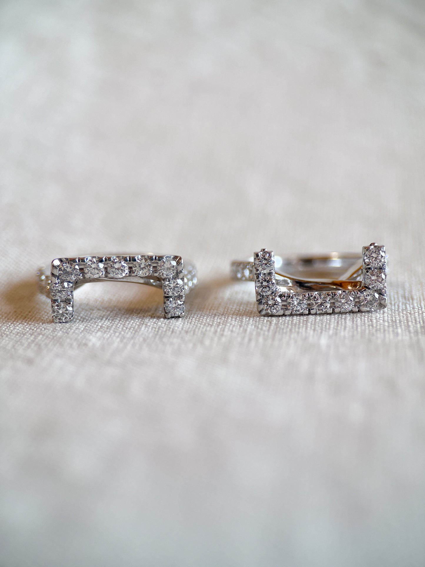 Vintage 1990s Diamond Halo Wedding Ring Guard, 14k White Gold