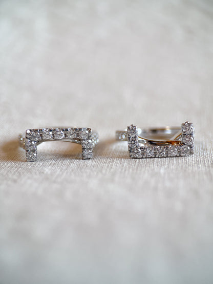Vintage 1990s Diamond Halo Wedding Ring Guard, 14k White Gold