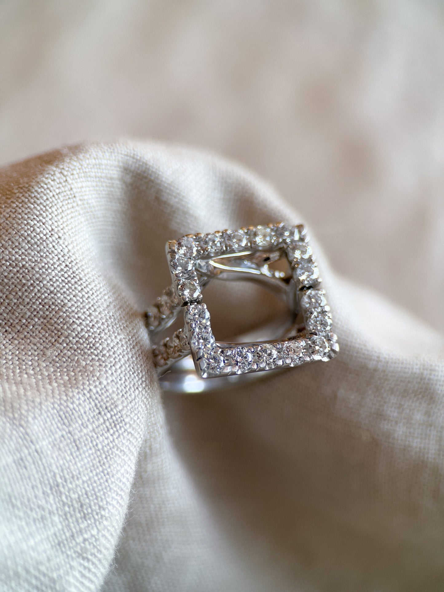 Vintage 1990s Diamond Halo Wedding Ring Guard, 14k White Gold