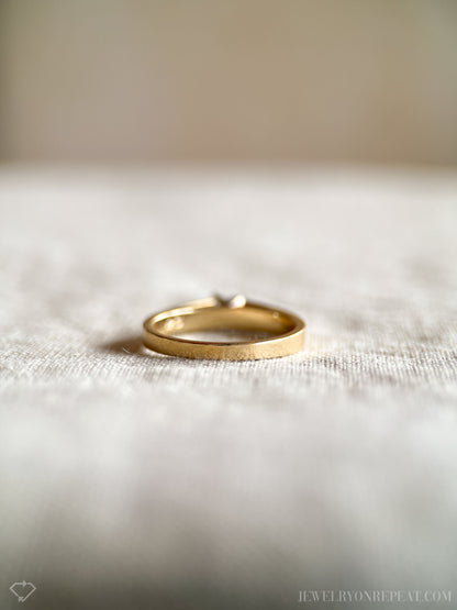 Vintage Diamond Engagement Ring, Heart Cut, 14k Gold, 1990s Solitaire Prong Set Cathedral
