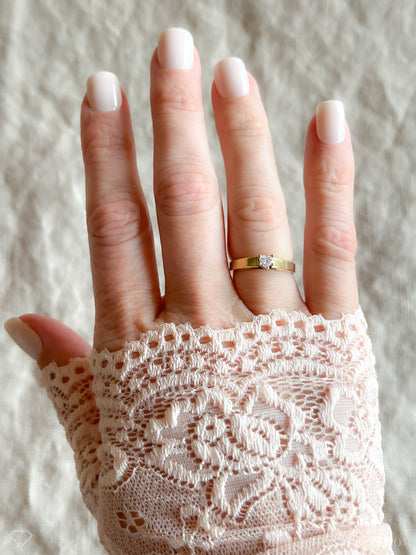 Vintage Diamond Engagement Ring, Heart Cut, 14k Gold, 1990s Solitaire Prong Set Cathedral