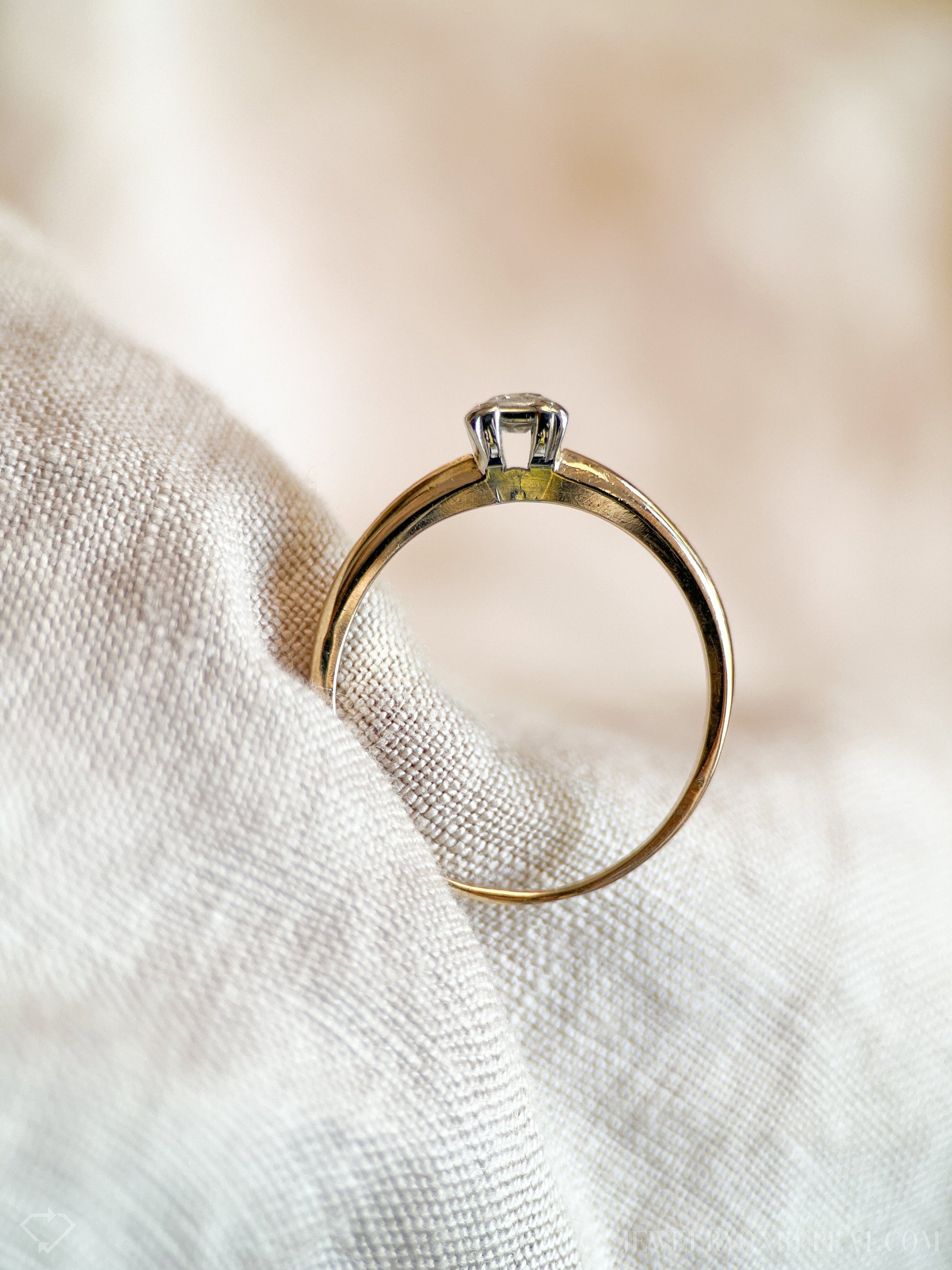 Vintage 1930s Art Deco Diamond Engagement Ring, 14k Gold
