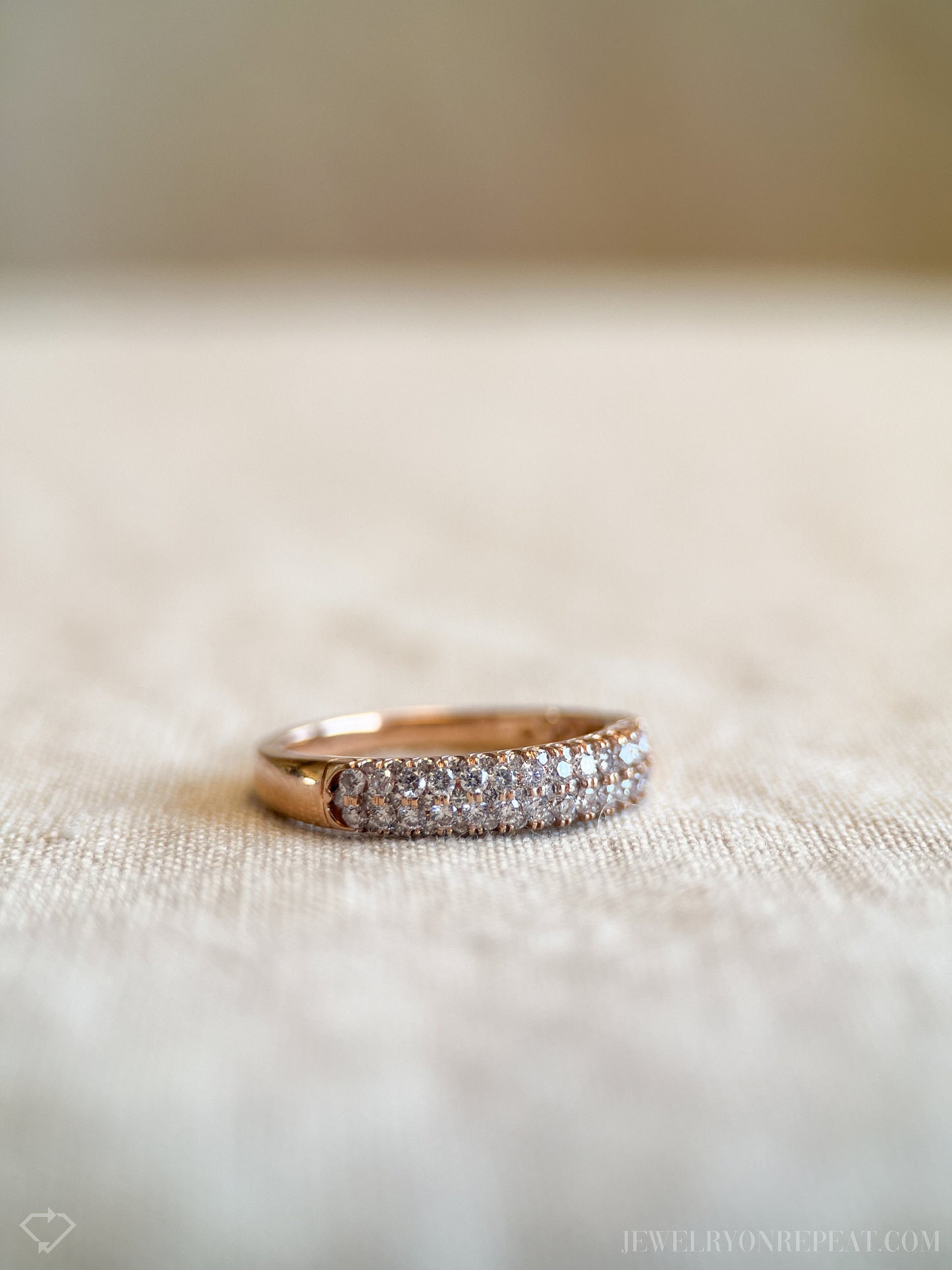 Vintage 2000s Diamond Pave Wedding Band, 14k Rose Gold