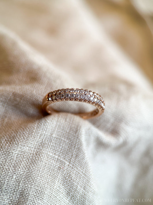 Vintage 2000s Diamond Pave Wedding Band, 14k Rose Gold