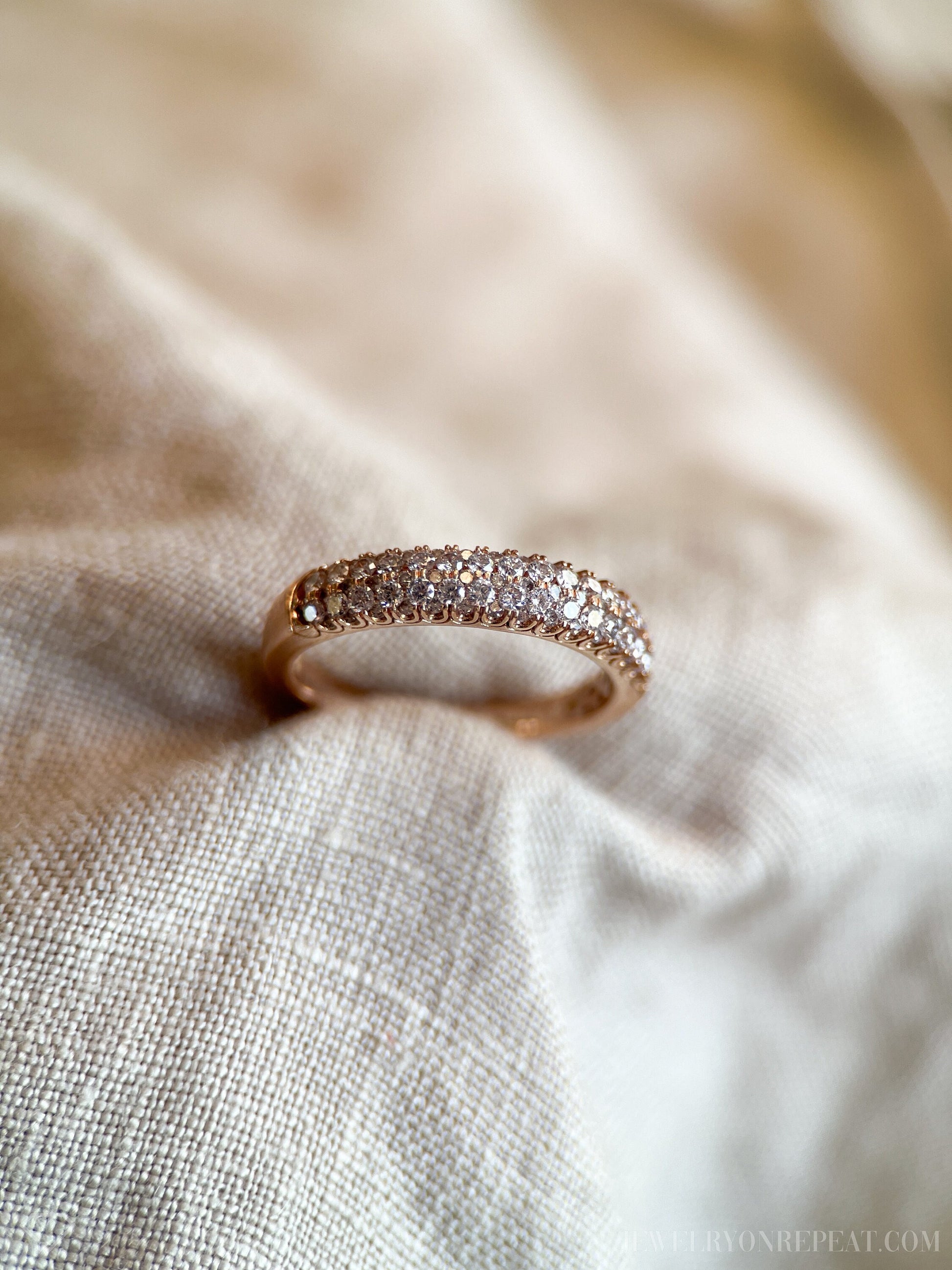 Vintage 2000s Diamond Pave Wedding Band, 14k Rose Gold