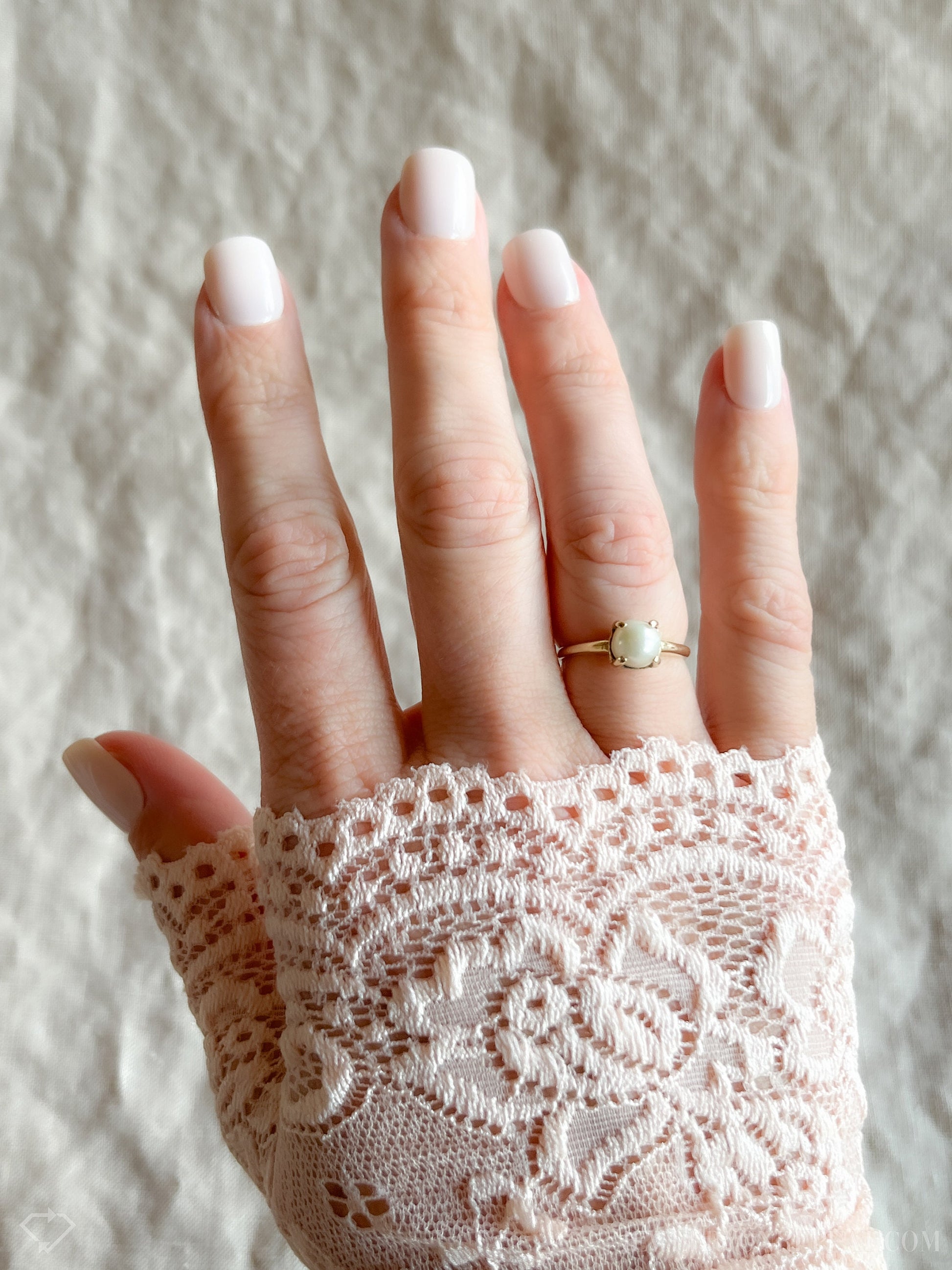 Vintage Pearl Engagement Ring, 14k Gold, 1970s Solitaire, Bridal Ring