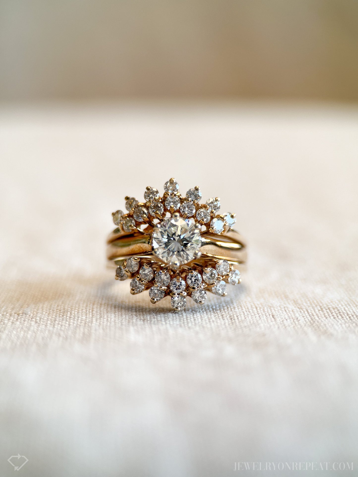 Vintage Diamond Wedding Set in 14k Gold