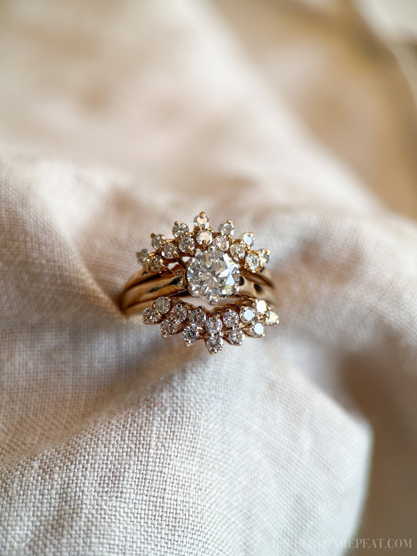 Vintage Diamond Wedding Set in 14k Gold