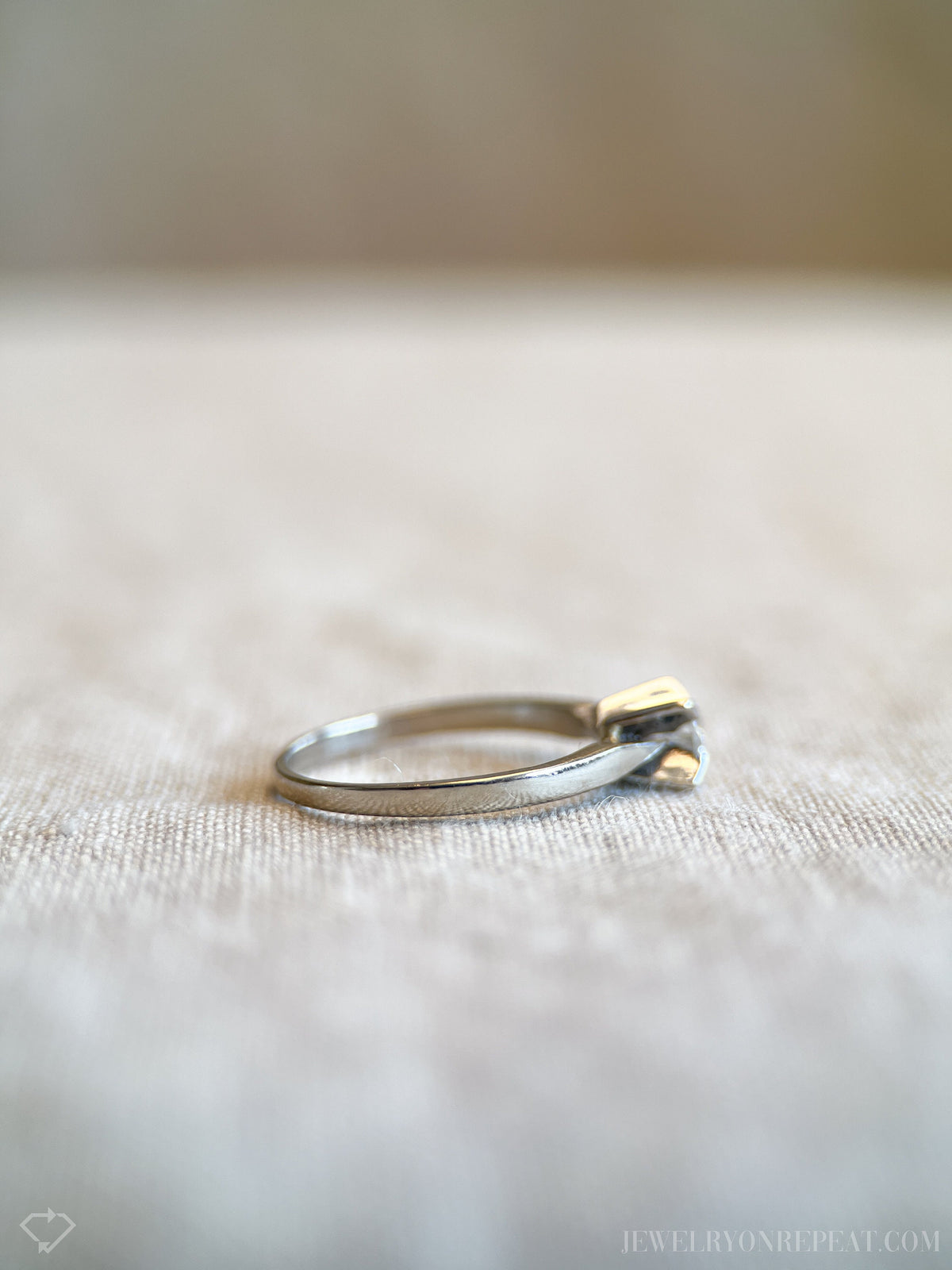 Vintage Diamond Engagement Ring, Round Cut, 14k White Gold, 1960s Solitaire Mid-Century Bridal Ring