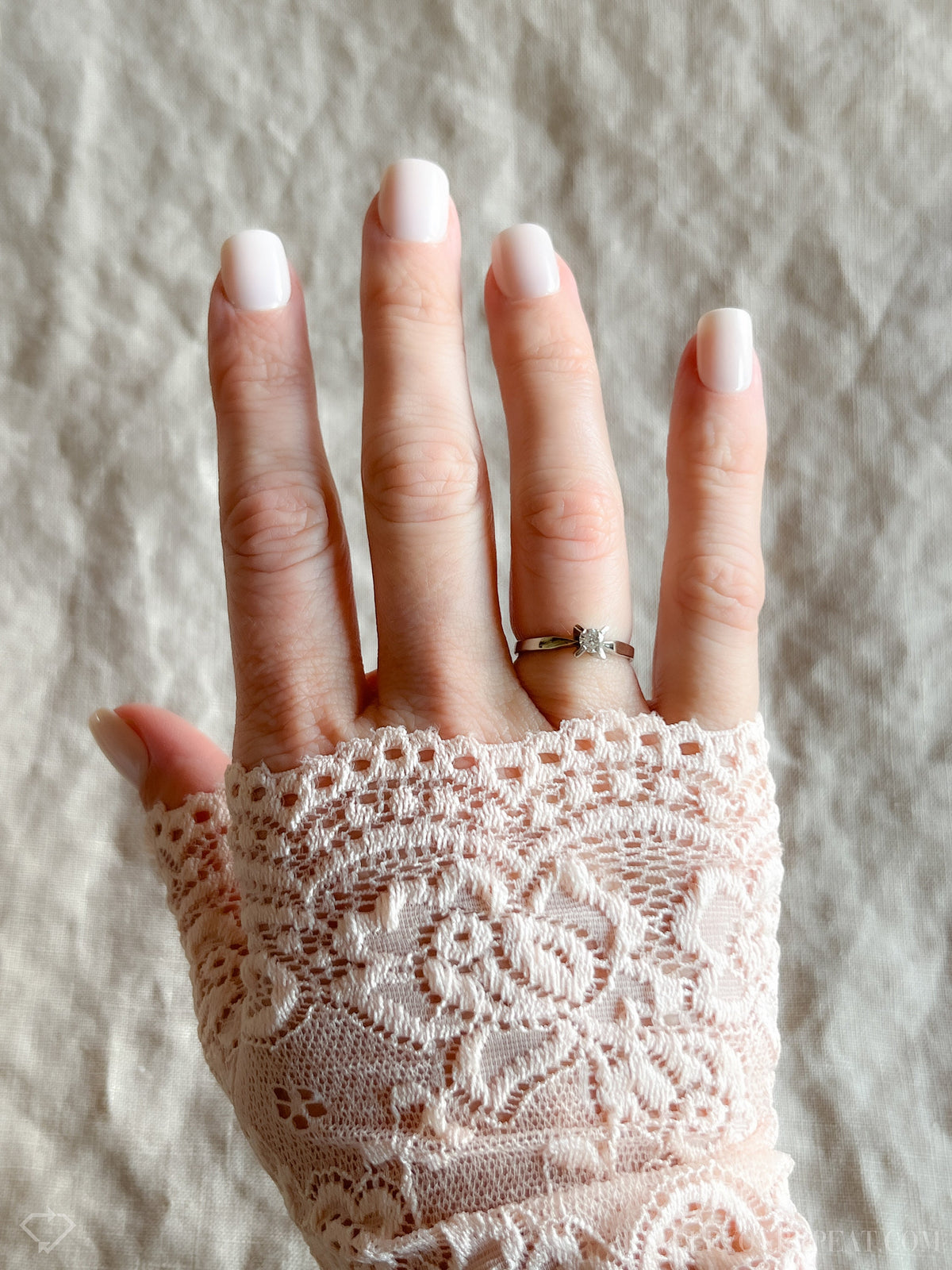 Vintage Diamond Engagement Ring, Round Cut, 14k White Gold, 1960s Solitaire Mid-Century Bridal Ring