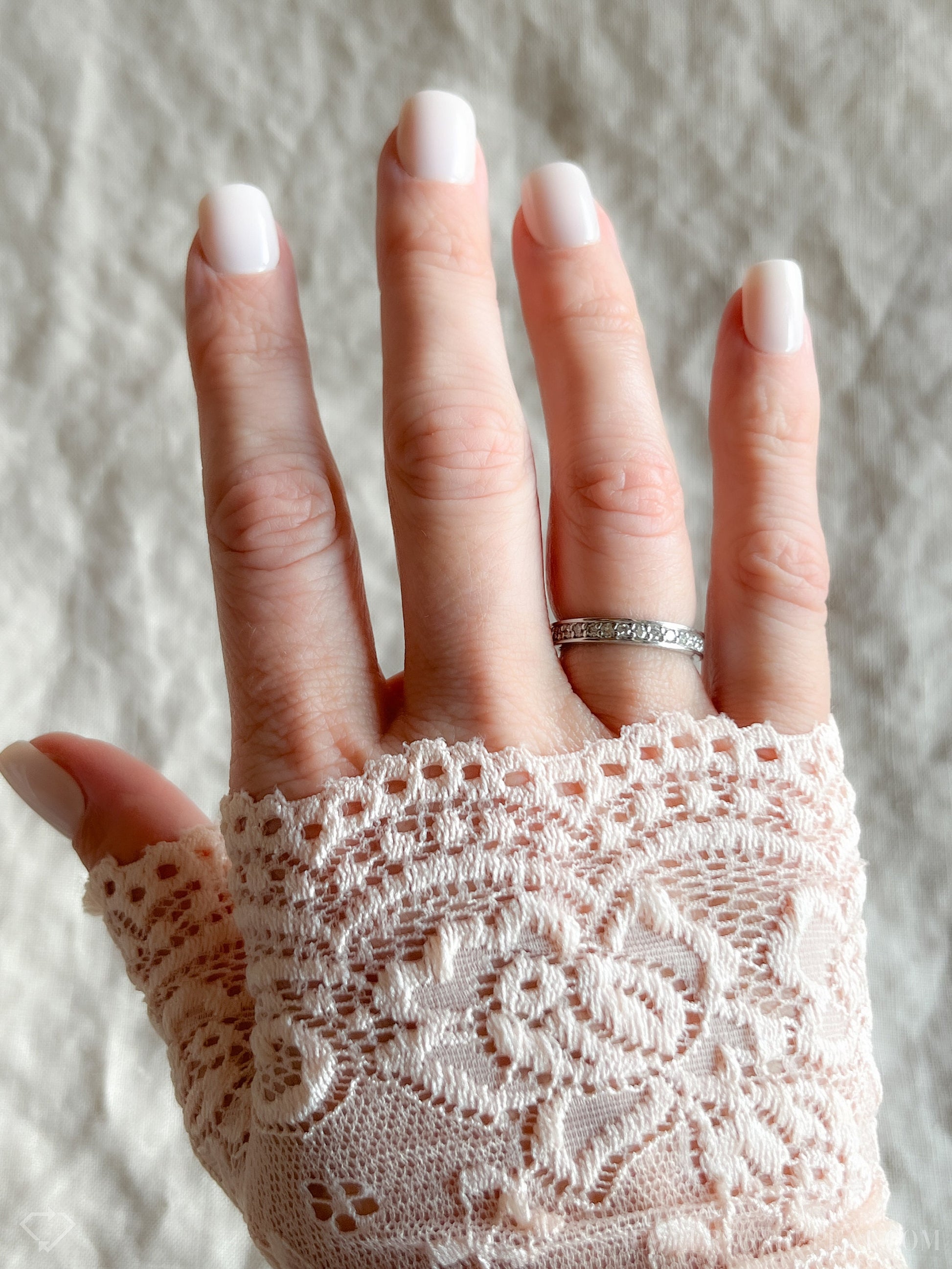 Vintage 1990s Diamond Wedding Band in 14k White Gold