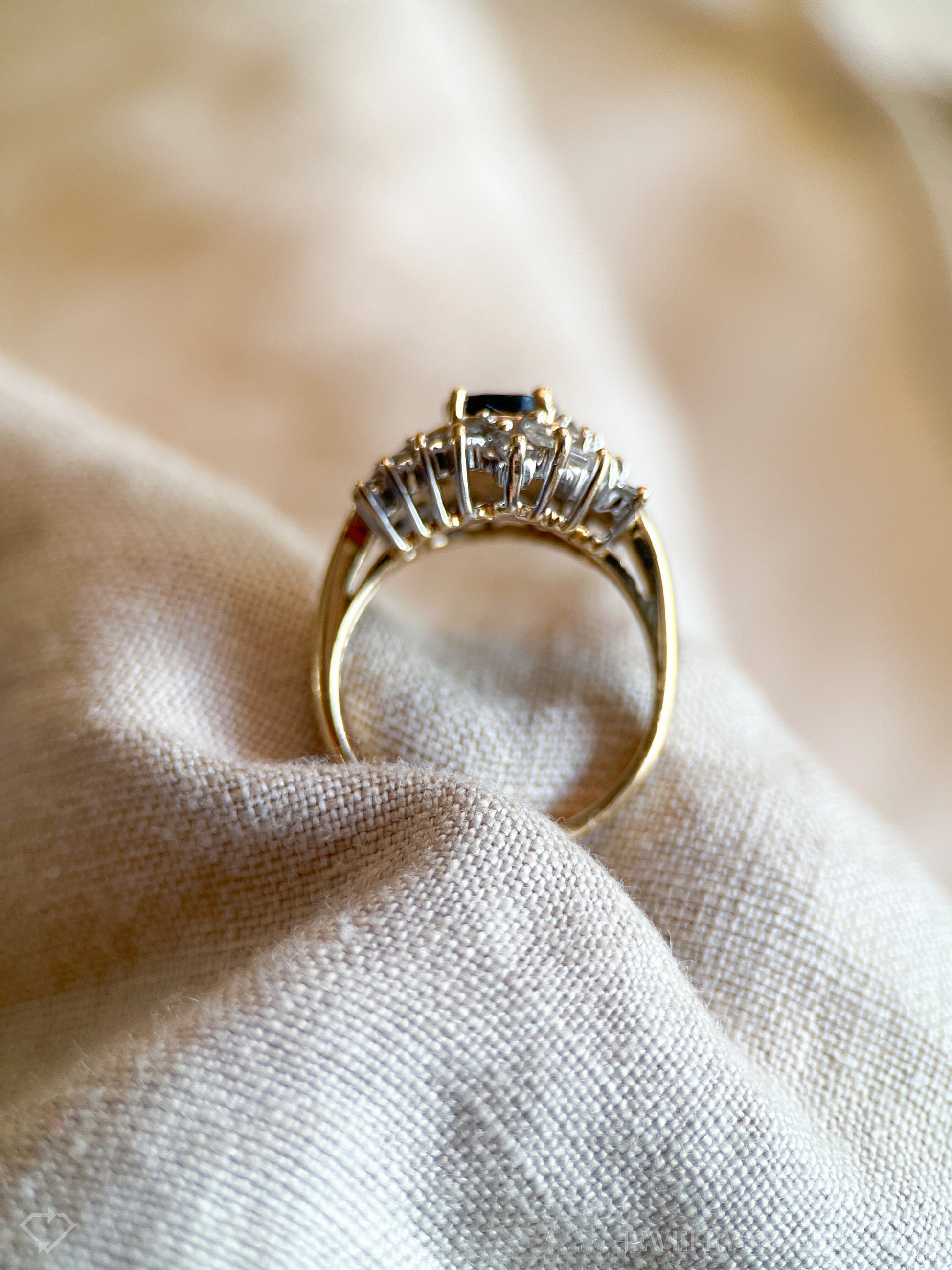 Vintage 1990s Sapphire & Diamond Halo Ring in 14k Gold