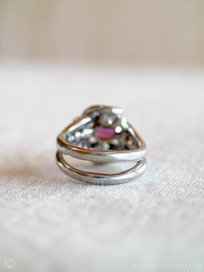 Vintage 1980s Purple Sapphire Ring in 14k White Gold