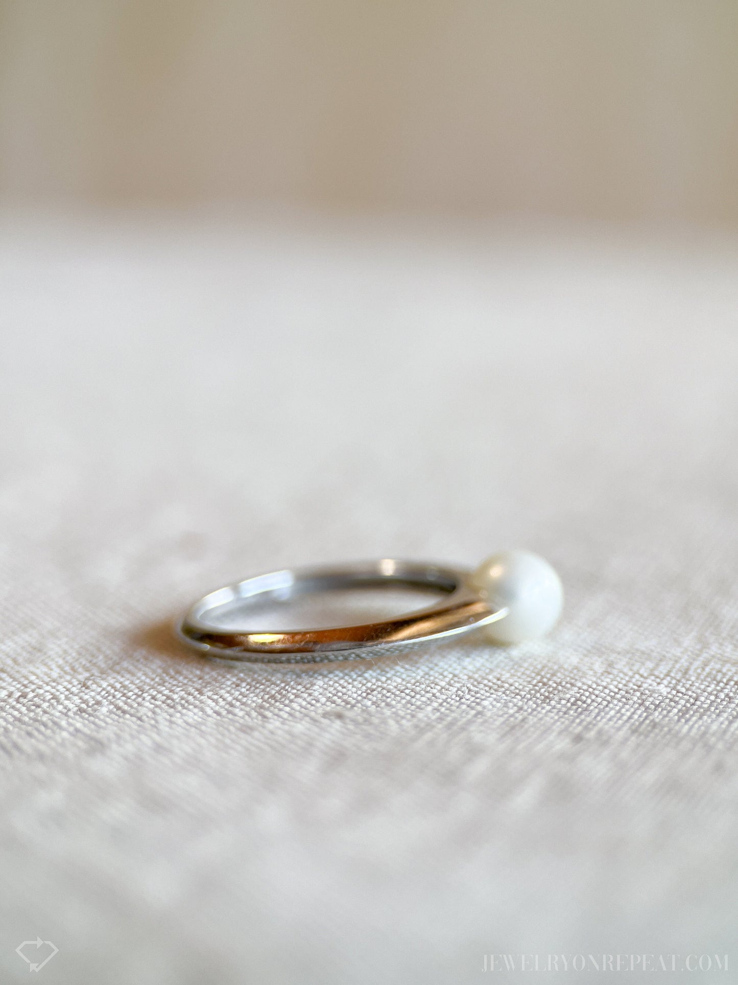 Vintage Pearl Engagement Ring, 6mm, 14k White Gold, 1990s Classic Style