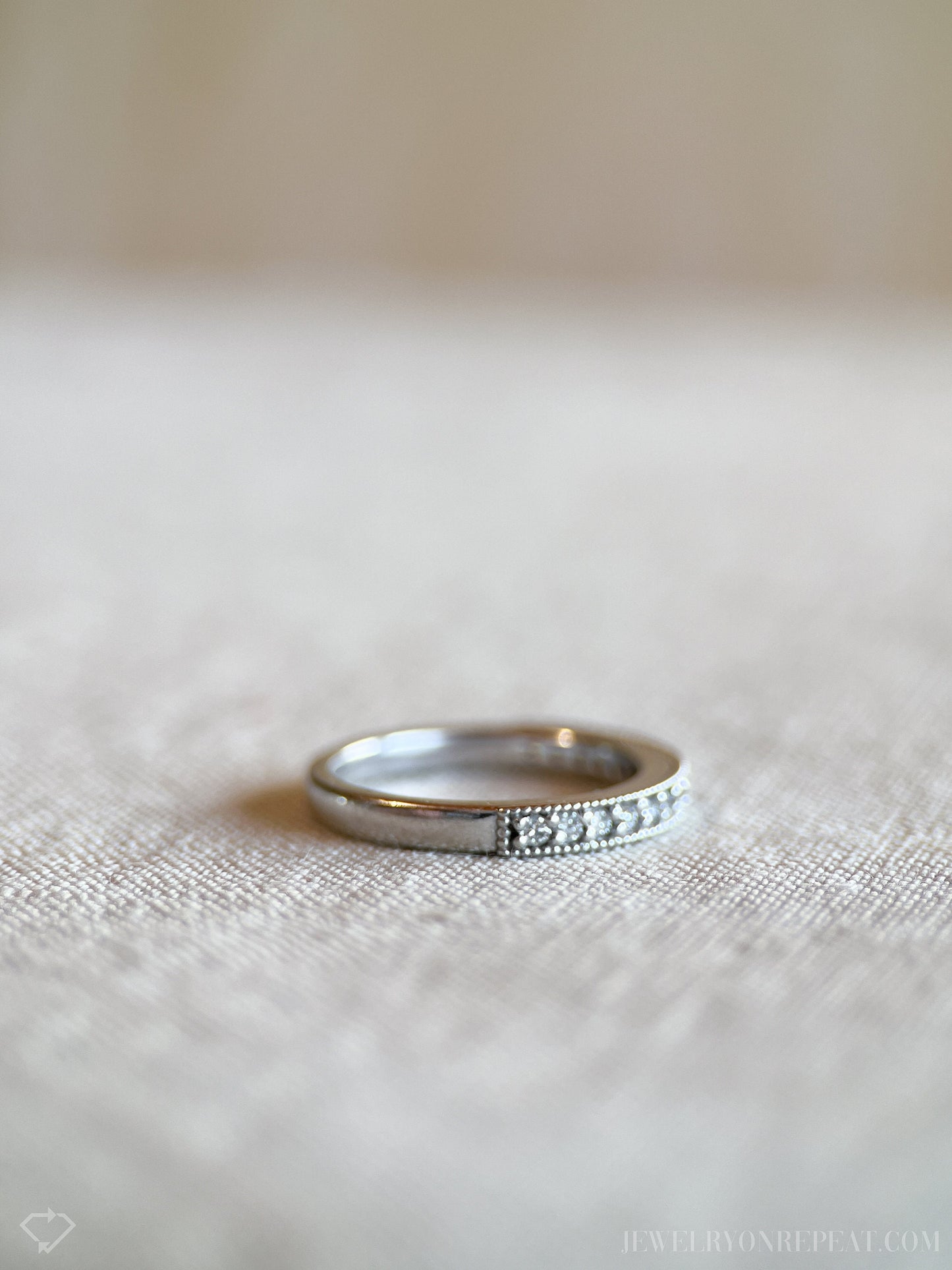 Vintage 1990s Diamond Wedding Band in 14k White Gold