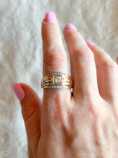 Vintage Diamond Engagement Ring, Old European Cut, 10k Gold, 1930s Art Deco Bridal Ring
