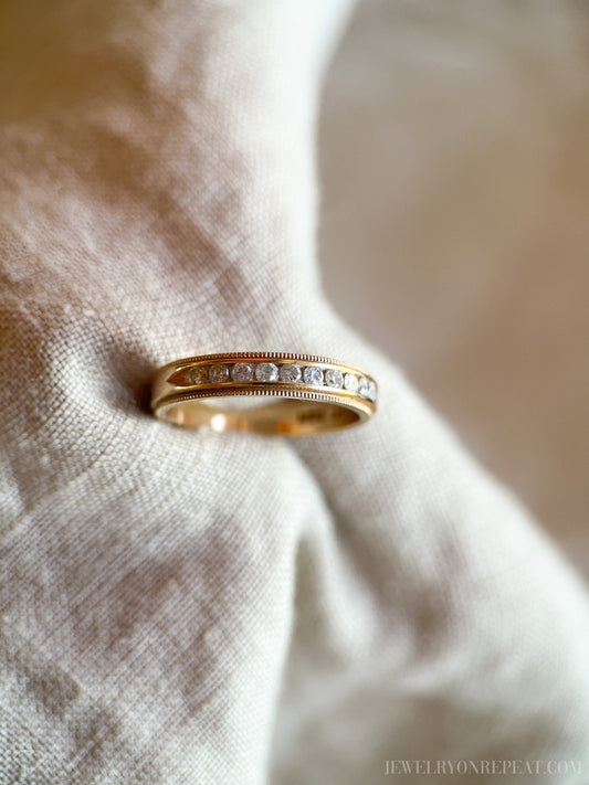 Vintage Diamond Wedding Band in 14k Gold