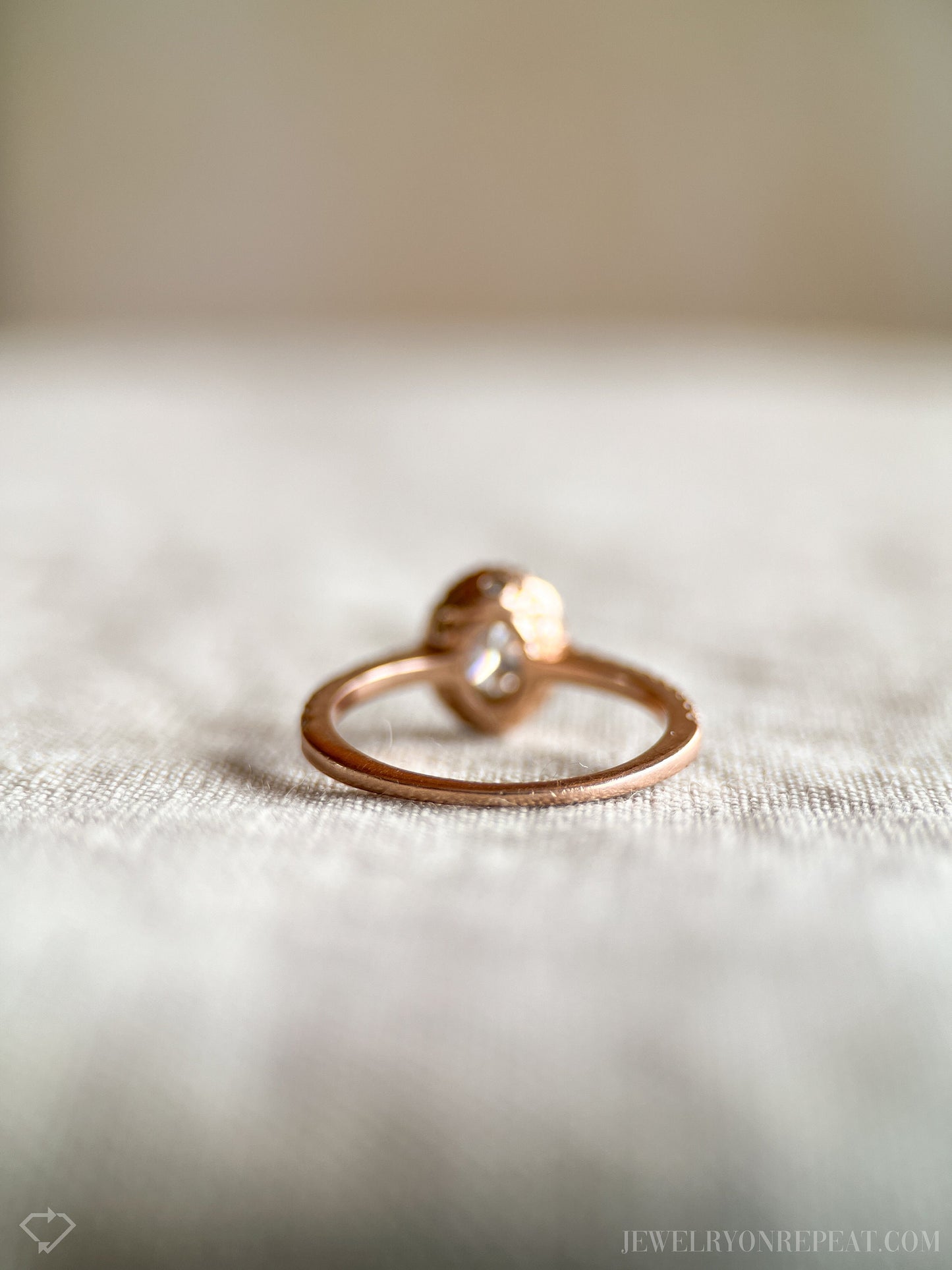 Vintage Diamond Engagement Ring, Oval Cut, 14k Rose Gold, 2000s Halo Bridal Ring