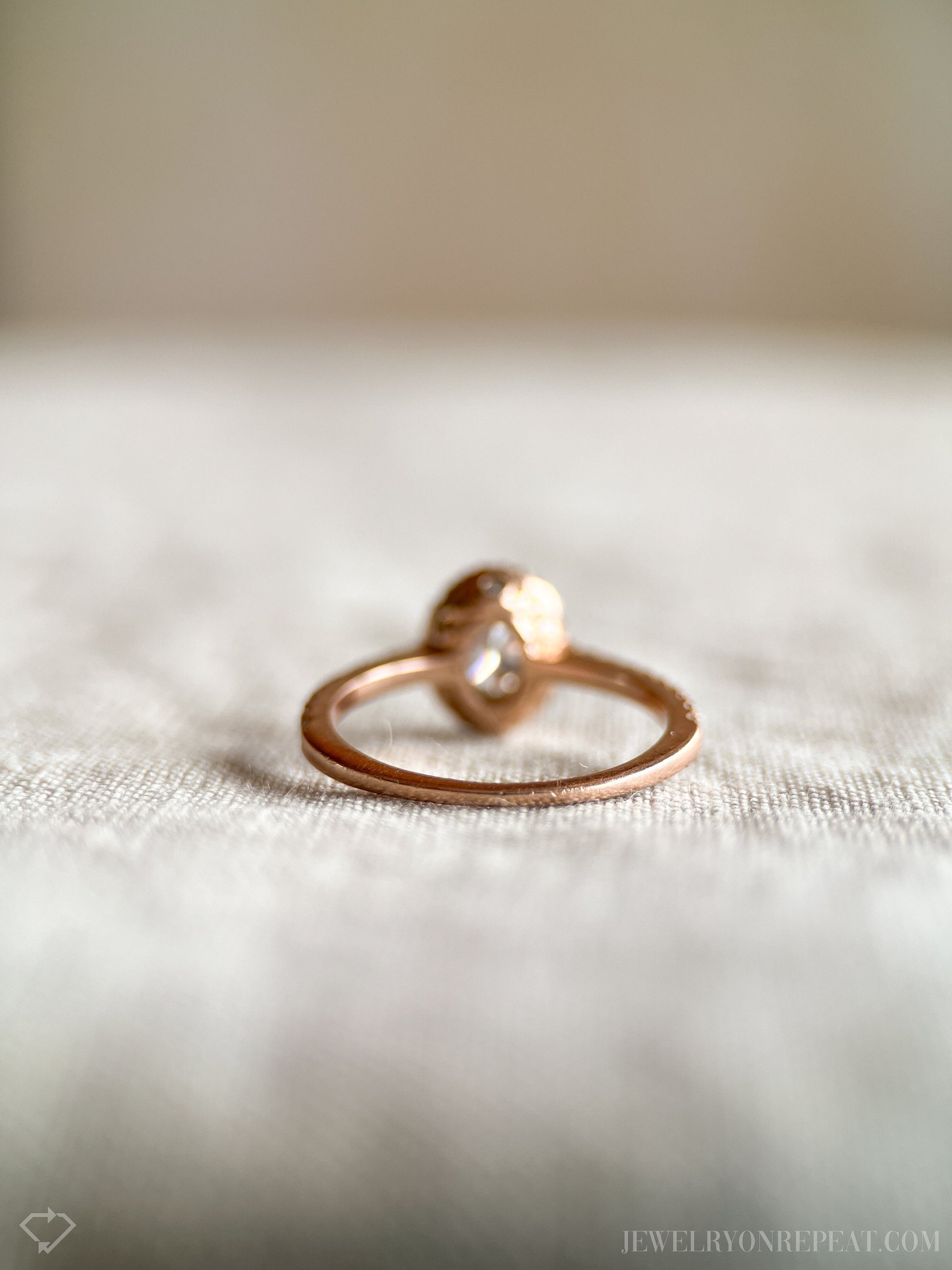 Vintage Diamond Engagement Ring, Oval Cut, 14k Rose Gold, 2000s Halo Bridal Ring