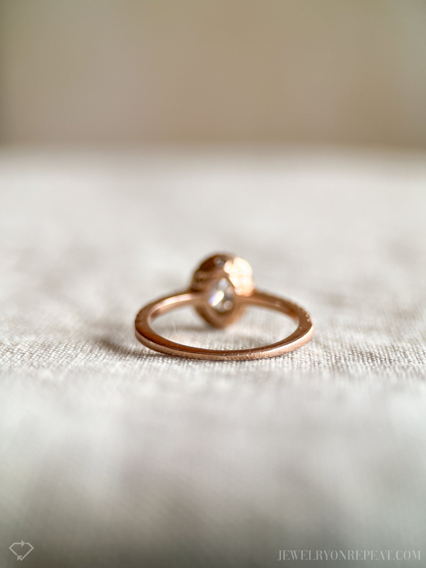 Vintage Diamond Oval Halo Engagement Ring in 14k Rose Gold