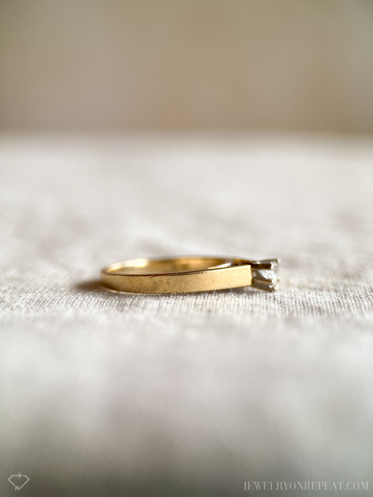 Vintage Diamond Engagement Ring, Heart Cut, 14k Gold, 1990s Solitaire Prong Set Cathedral