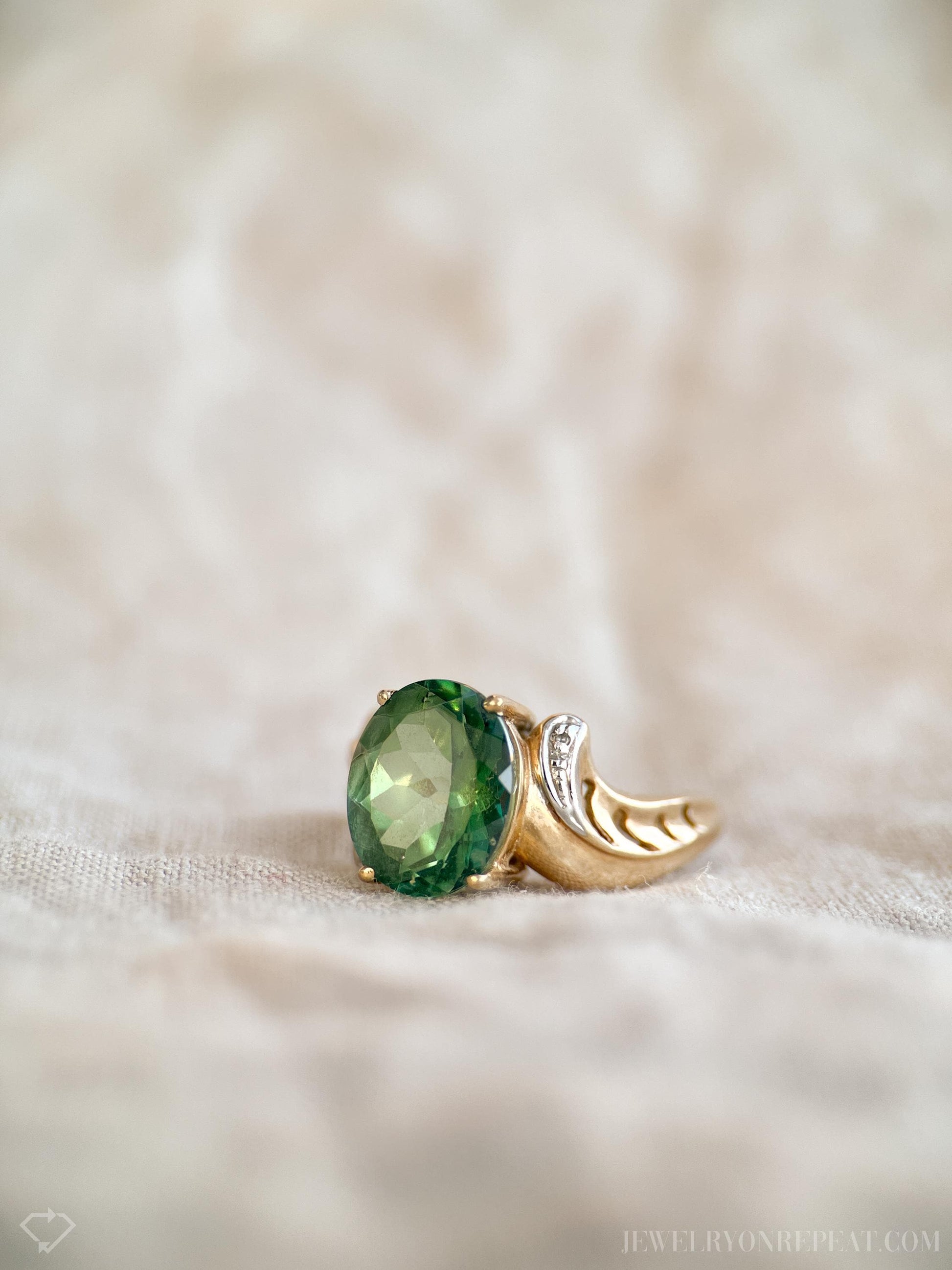 Vintage Green Topaz Ring in 10k Gold