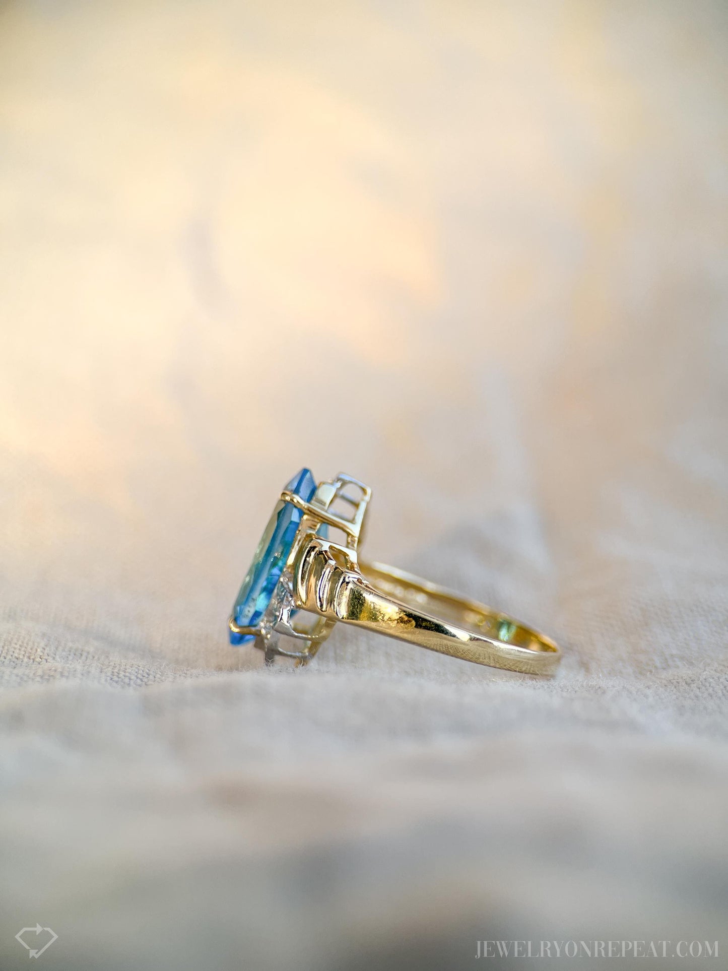 Vintage Blue Topaz Marquise Ring in 14k Gold