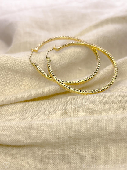 Vintage 1990s Large Hoop Earrings in 14k Gold