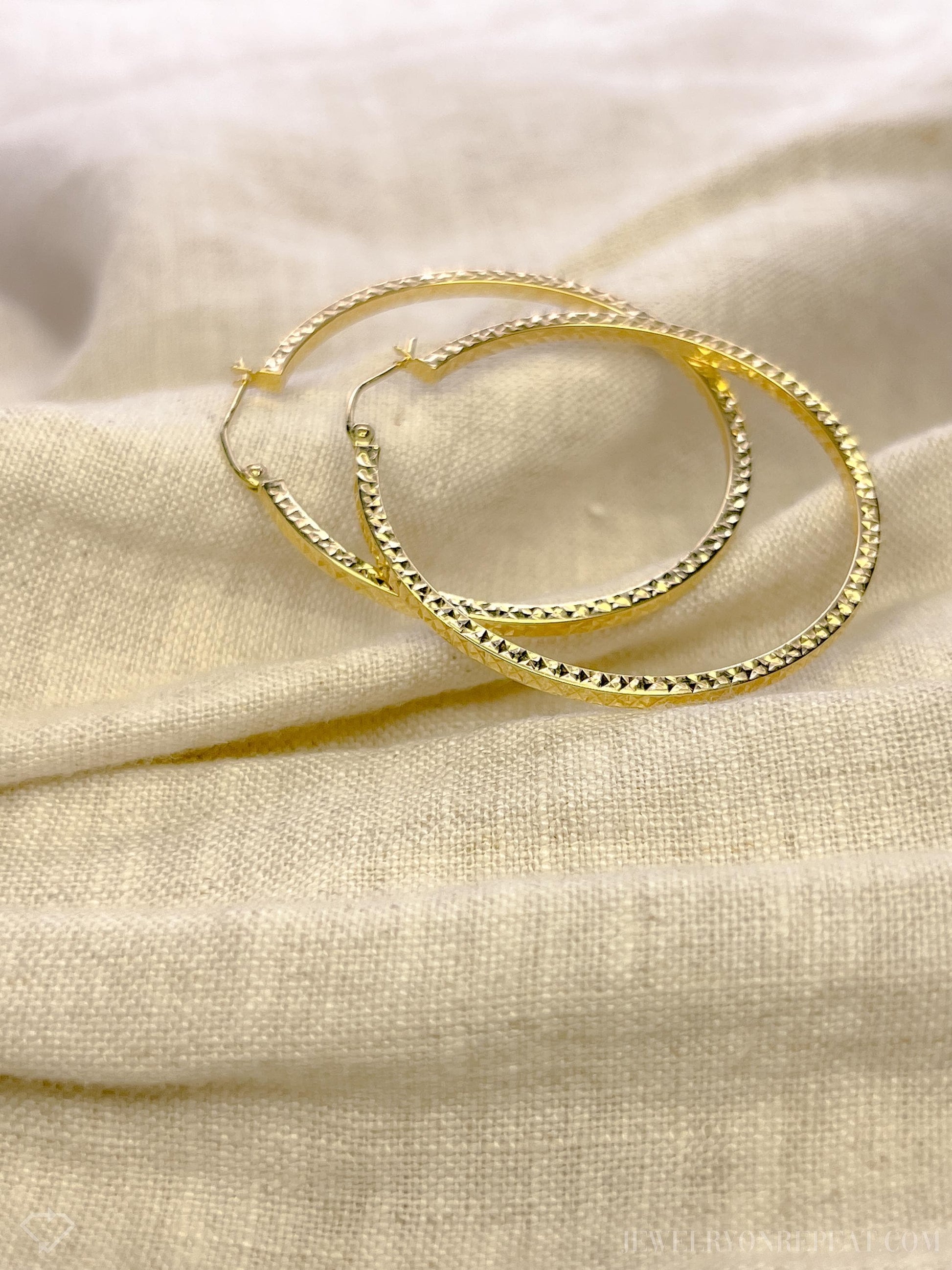 Vintage Large Hoop Earrings in 14k Gold