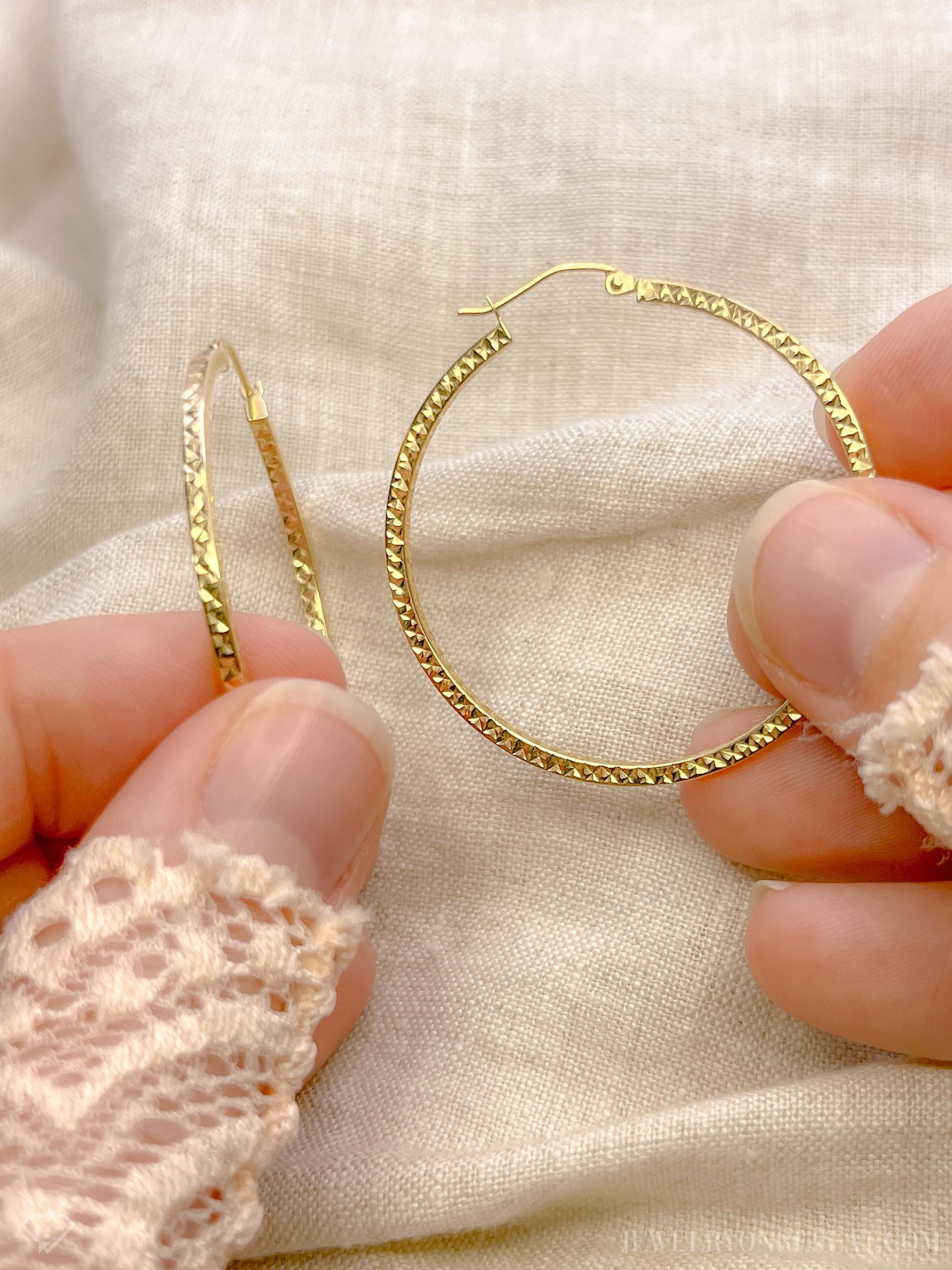 Vintage 1990s Large Hoop Earrings in 14k Gold