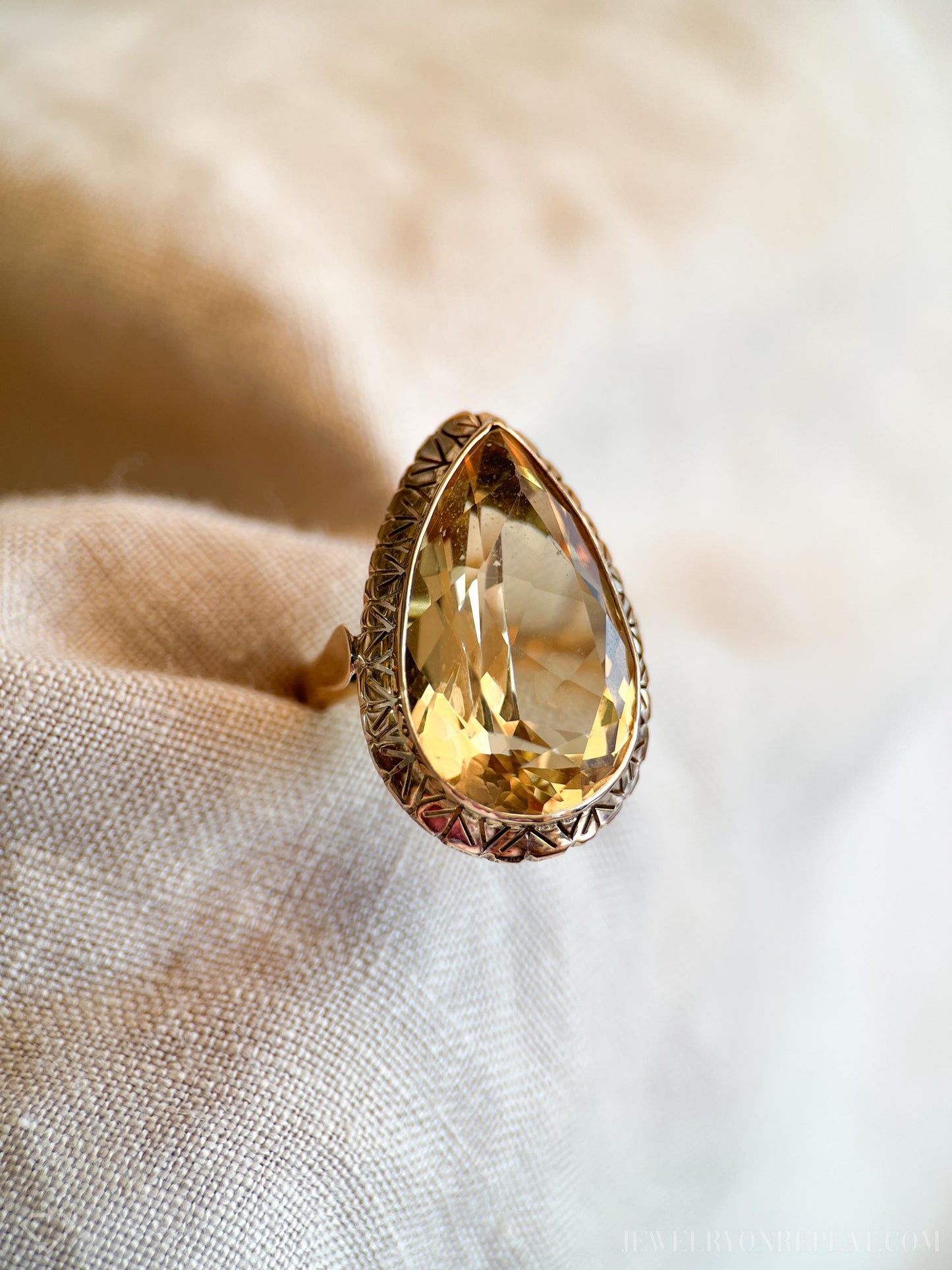 Vintage Smokey Quartz Gemstone Ring in 14k Gold