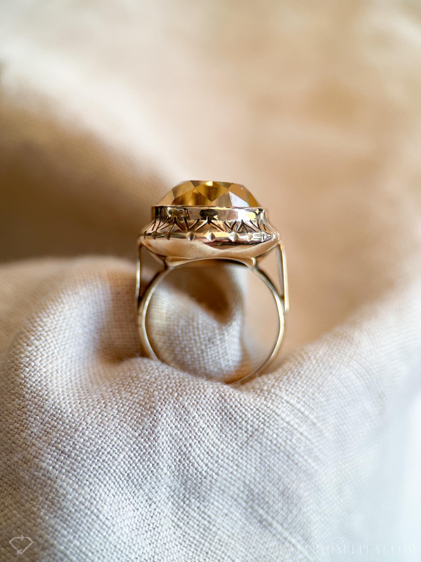 Vintage Smokey Quartz Gemstone Ring in 14k Gold