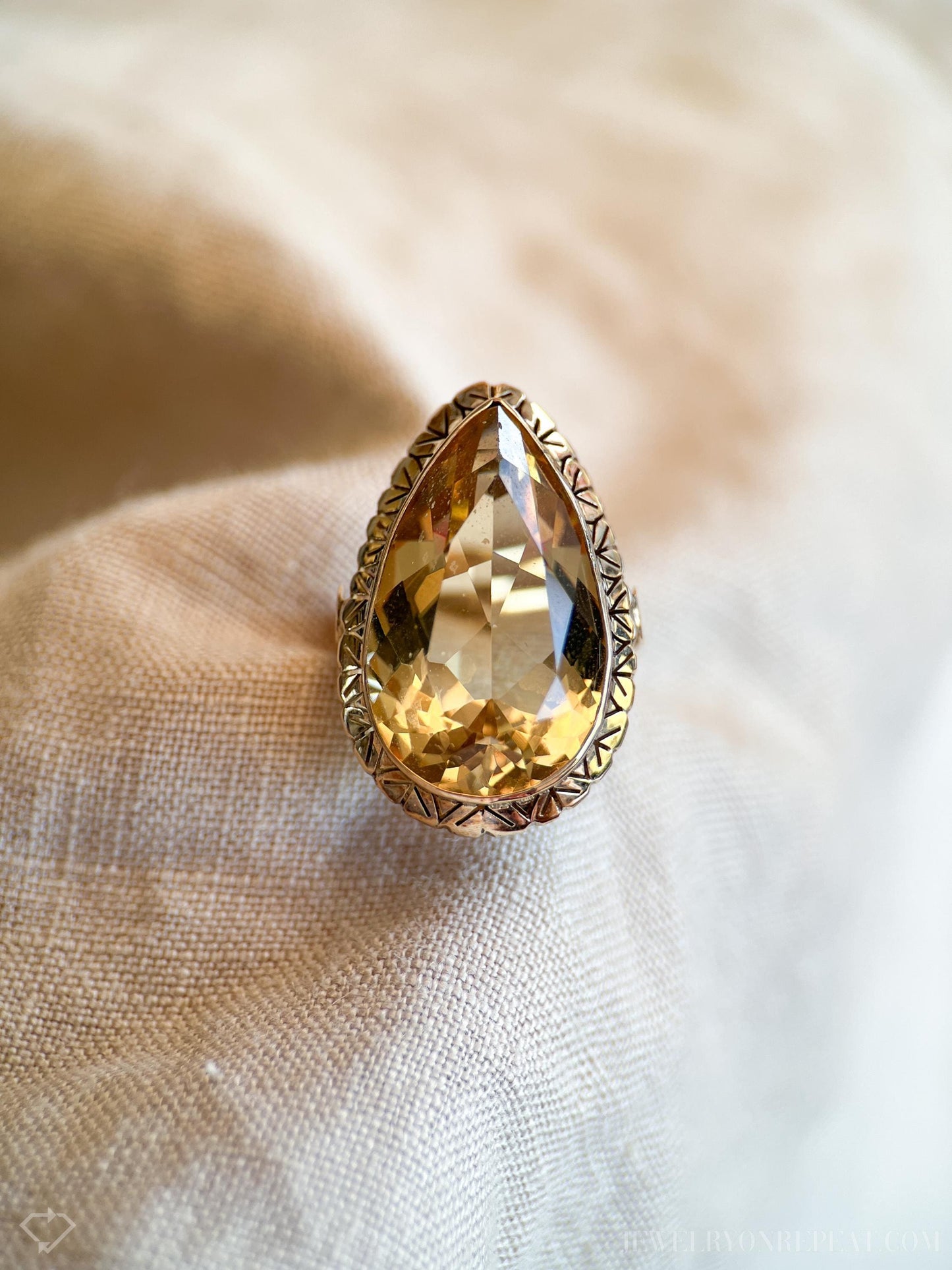 Vintage Smokey Quartz Gemstone Ring in 14k Gold