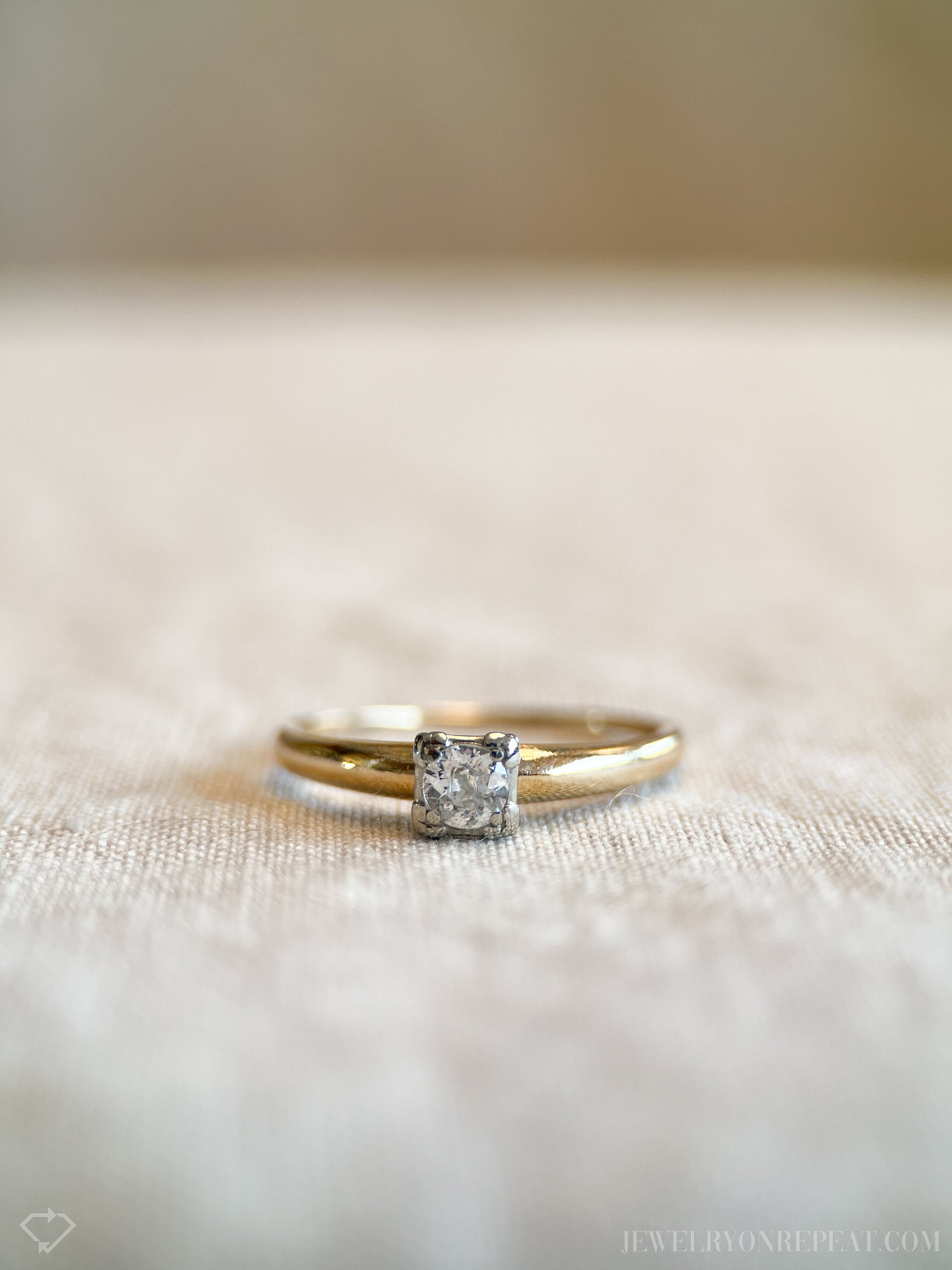 Vintage 1930s Art Deco Diamond Engagement Ring, 14k Gold