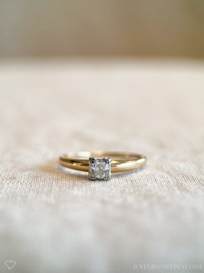 Vintage 1930s Art Deco Diamond Engagement Ring, 14k Gold