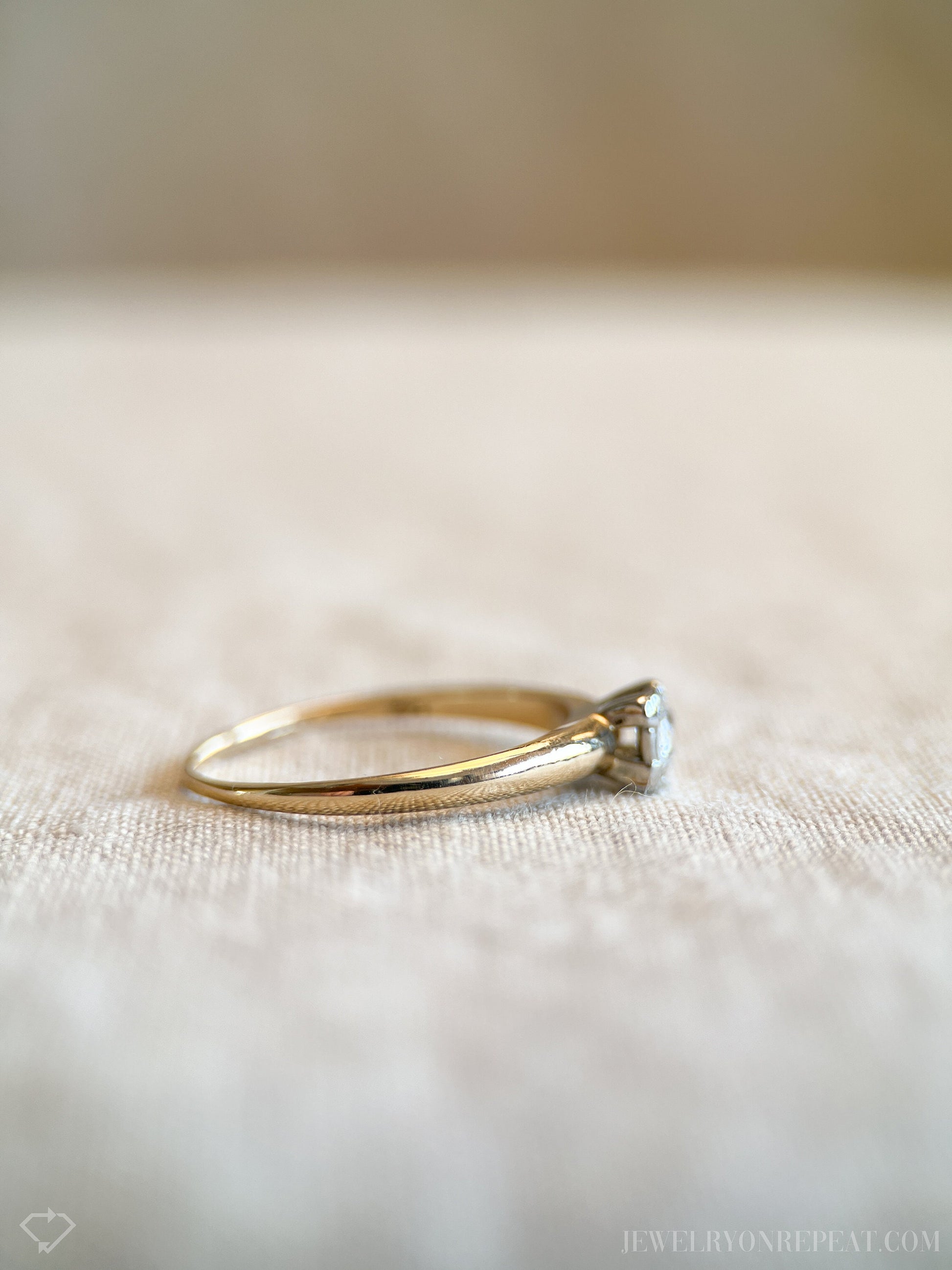 Vintage 1930s Art Deco Diamond Engagement Ring, 14k Gold