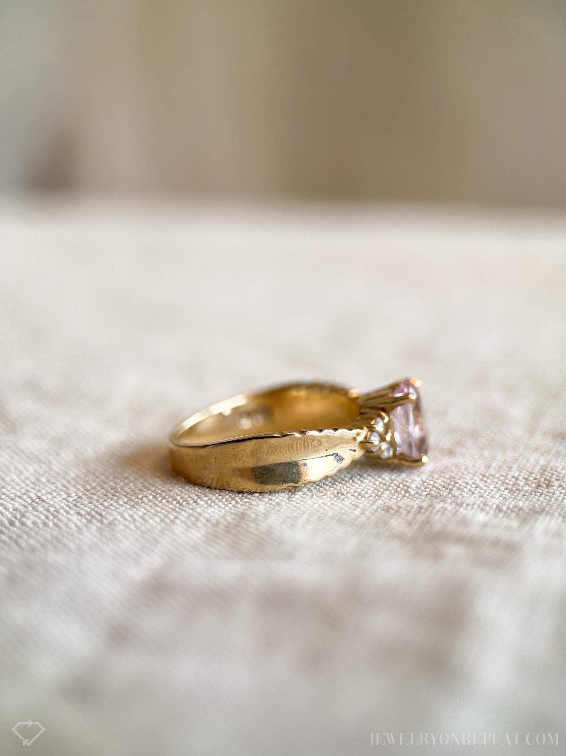 Vintage Morganite Gemstone Ring in 14k Gold