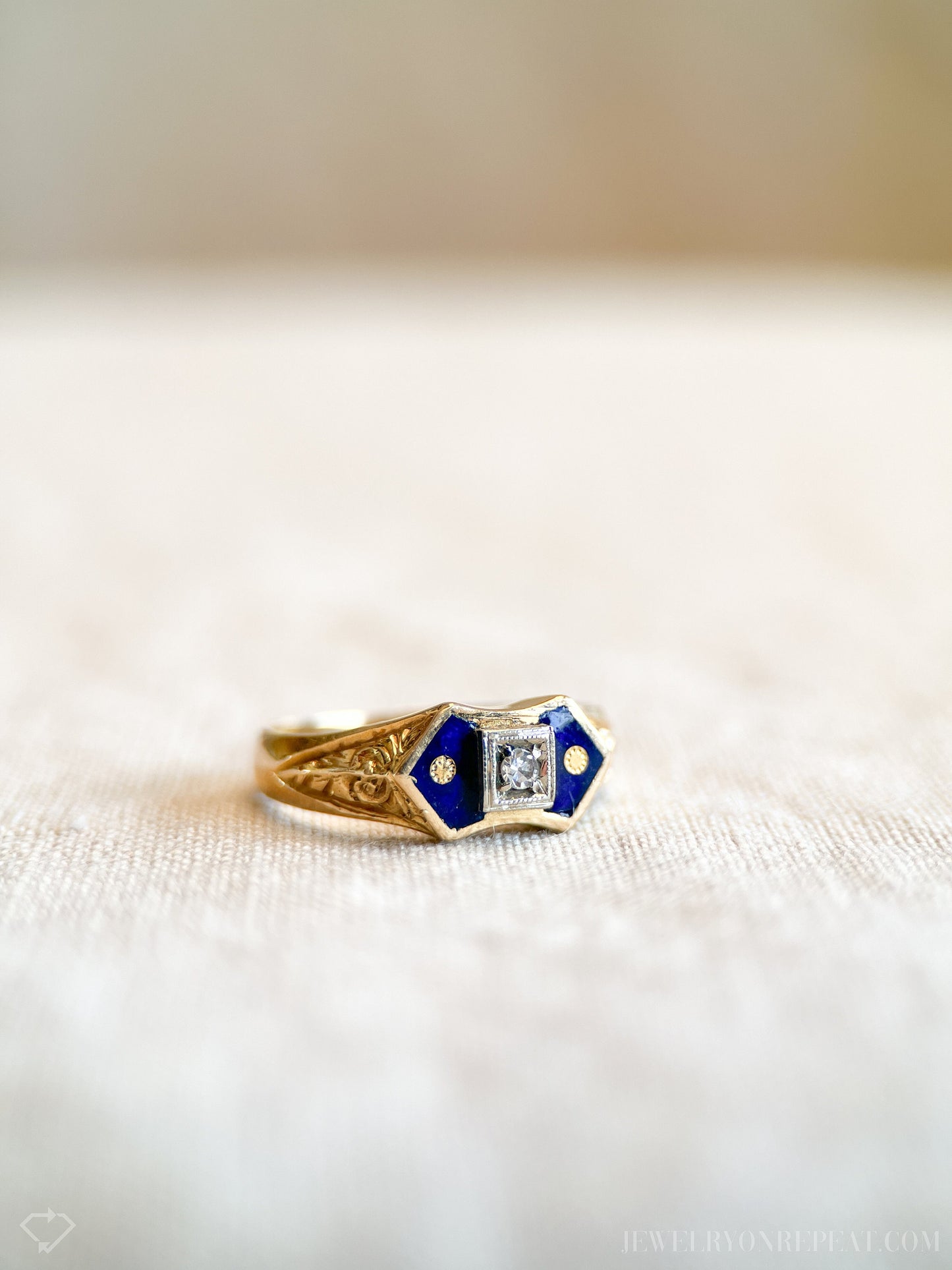 Antique 1920s Art Deco Diamond Engagement Ring, 18k Gold