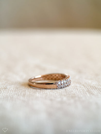 Vintage 2000s Diamond Pave Wedding Band, 14k Rose Gold